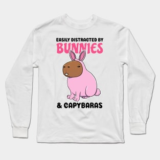 Easily Distracted by Bunnies and Capybaras Long Sleeve T-Shirt